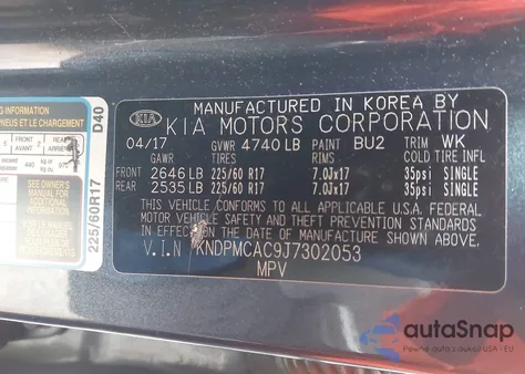 2018 Kia Sportage Lx из США, поврежденный, VIN KNDPMCAC9J7302053